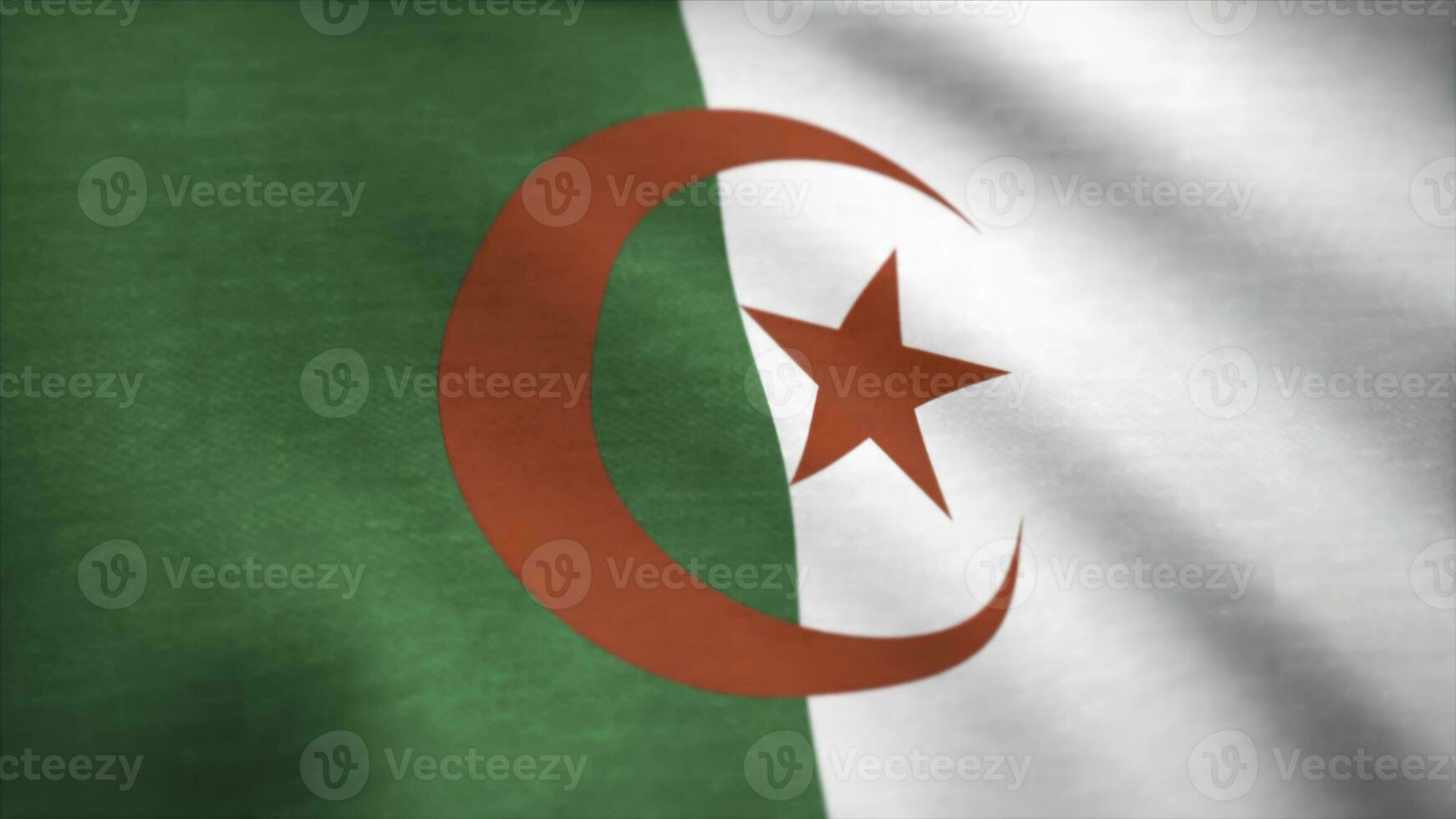 algeria bandiera agitando animazione. bandiera di algeria agitando nel il vento foto