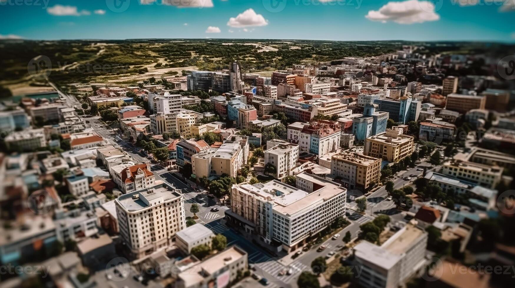 ai generato città aereo Visualizza fuco sparare foto