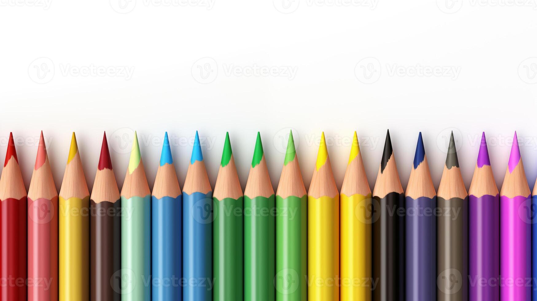 ai generato assortimento di colorato matite, grande per formazione scolastica e artistico concetti foto