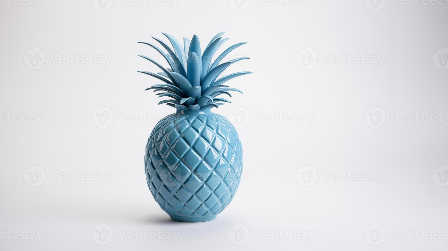 ai generato moderno decorativo blu ananas scultura su bianca sfondo foto