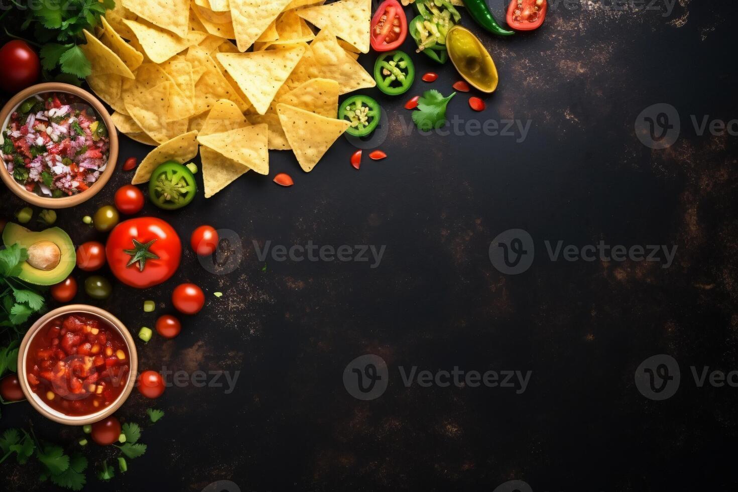 ai generato superiore Visualizza fresco messicano cibo con nachos copia spazio generativo ai foto