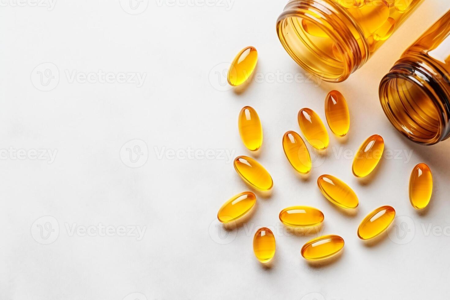 ai generato pesce olio capsule con omega 3 e vitamina genenerative ai foto