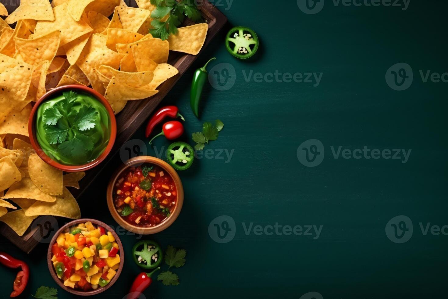 ai generato superiore Visualizza fresco messicano cibo con nachos copia spazio generativo ai foto