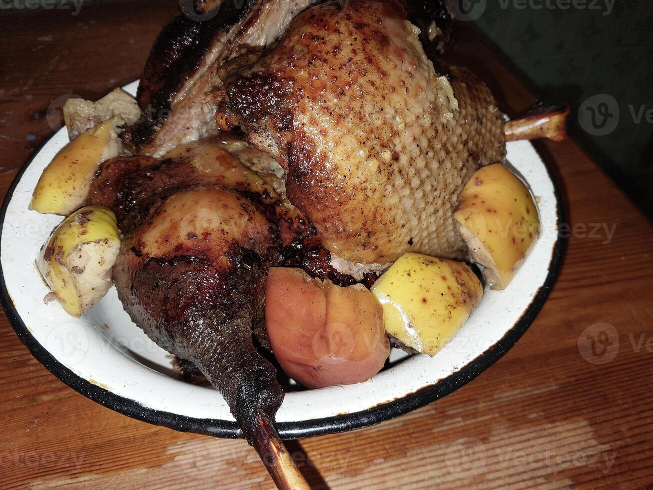 Oca uccello al forno nel il forno per Natale foto