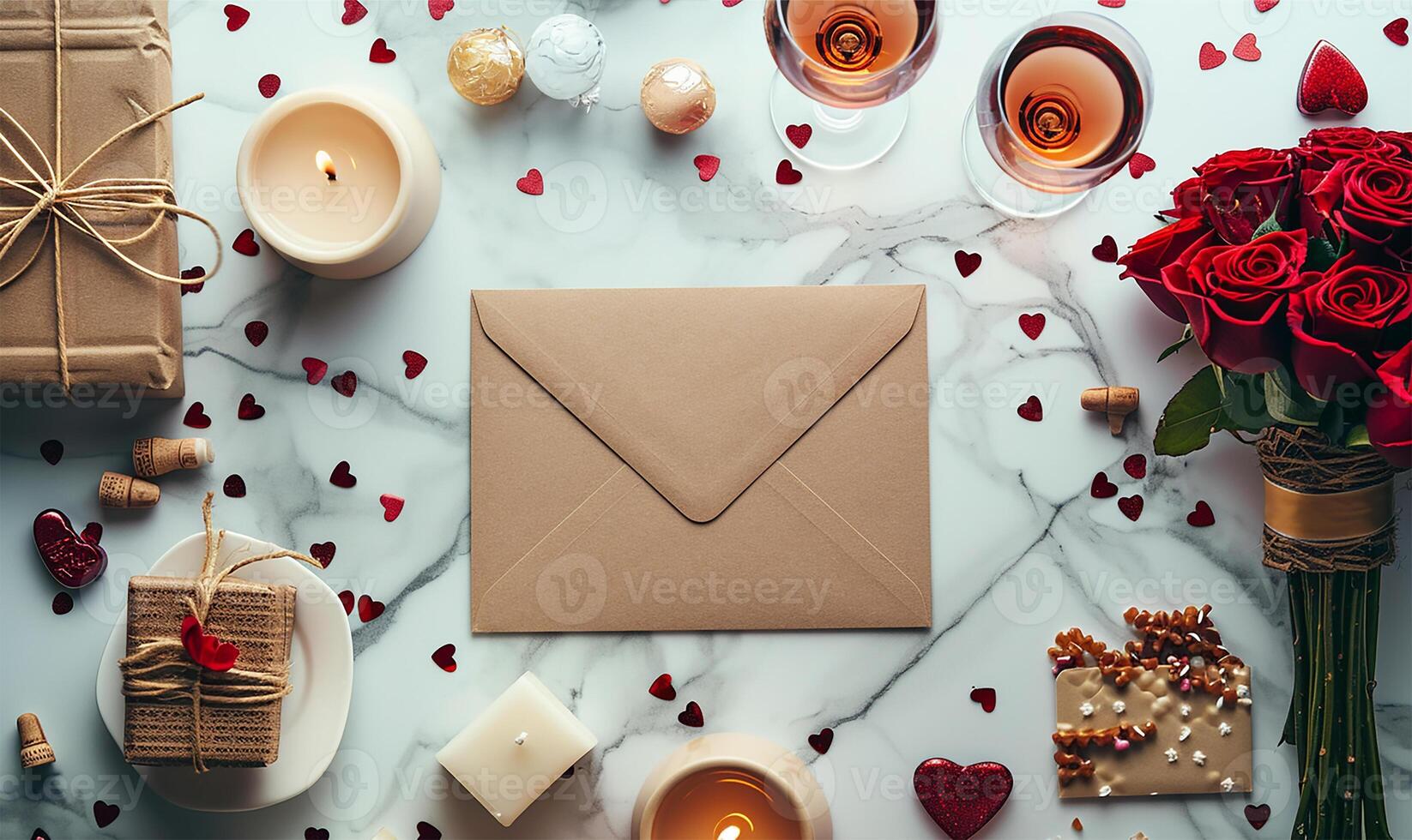 romantico San Valentino giorno flatlay foto