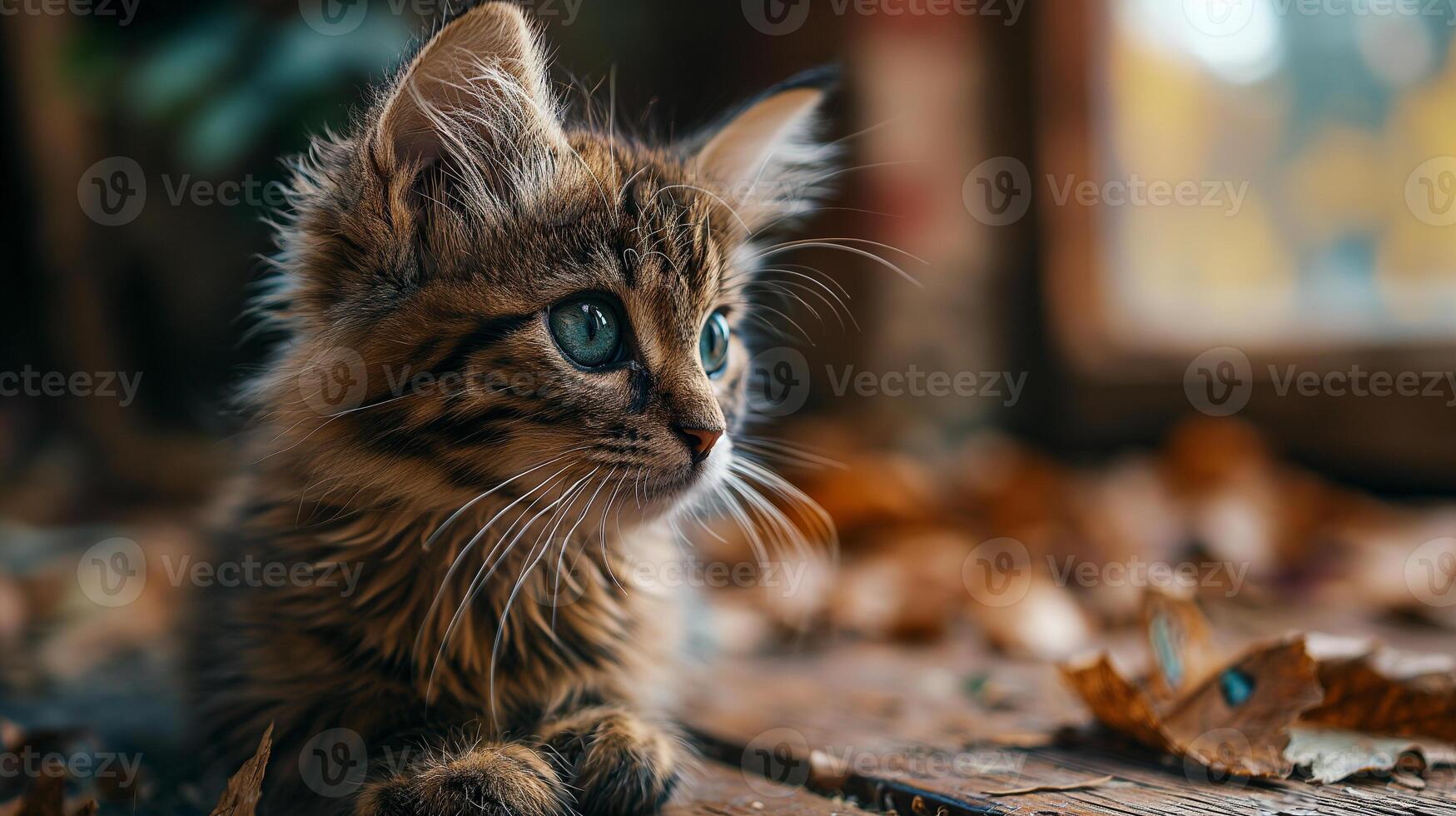 ai generato un' ritratto di un adorabile soffice gattino, farfalla riposo su suo naso, Smeraldo occhi focalizzata foto