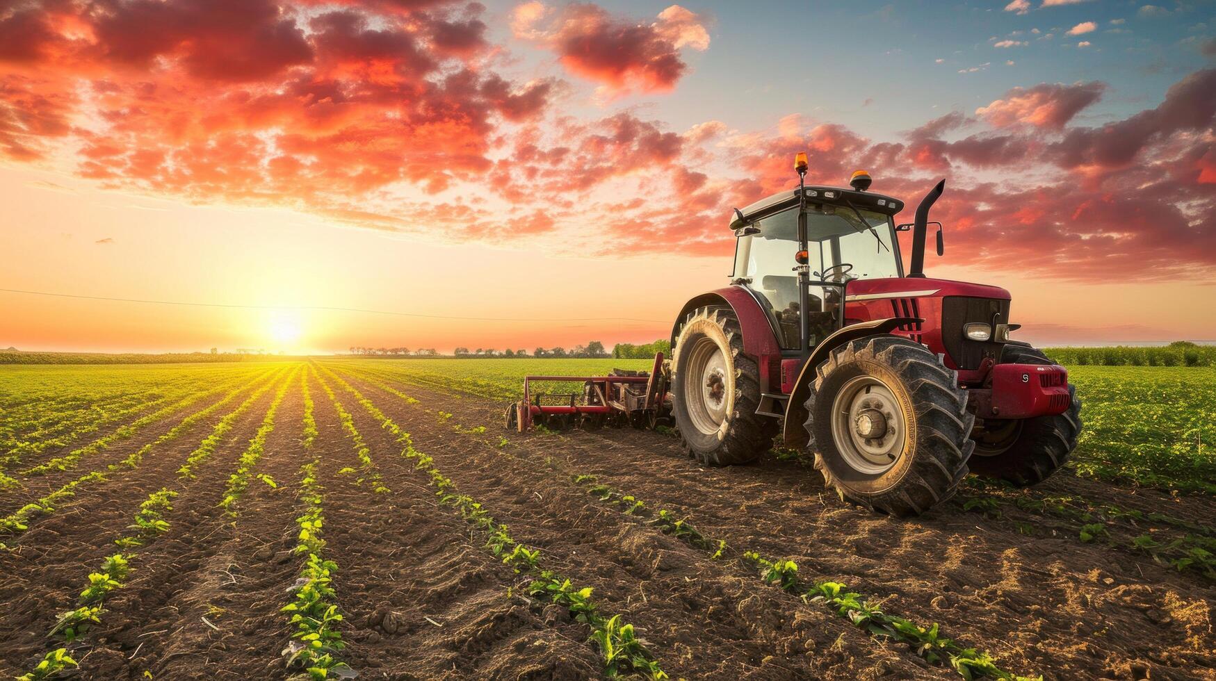 ai generato azienda agricola trattore pubblicità sfondo con copia spazio foto