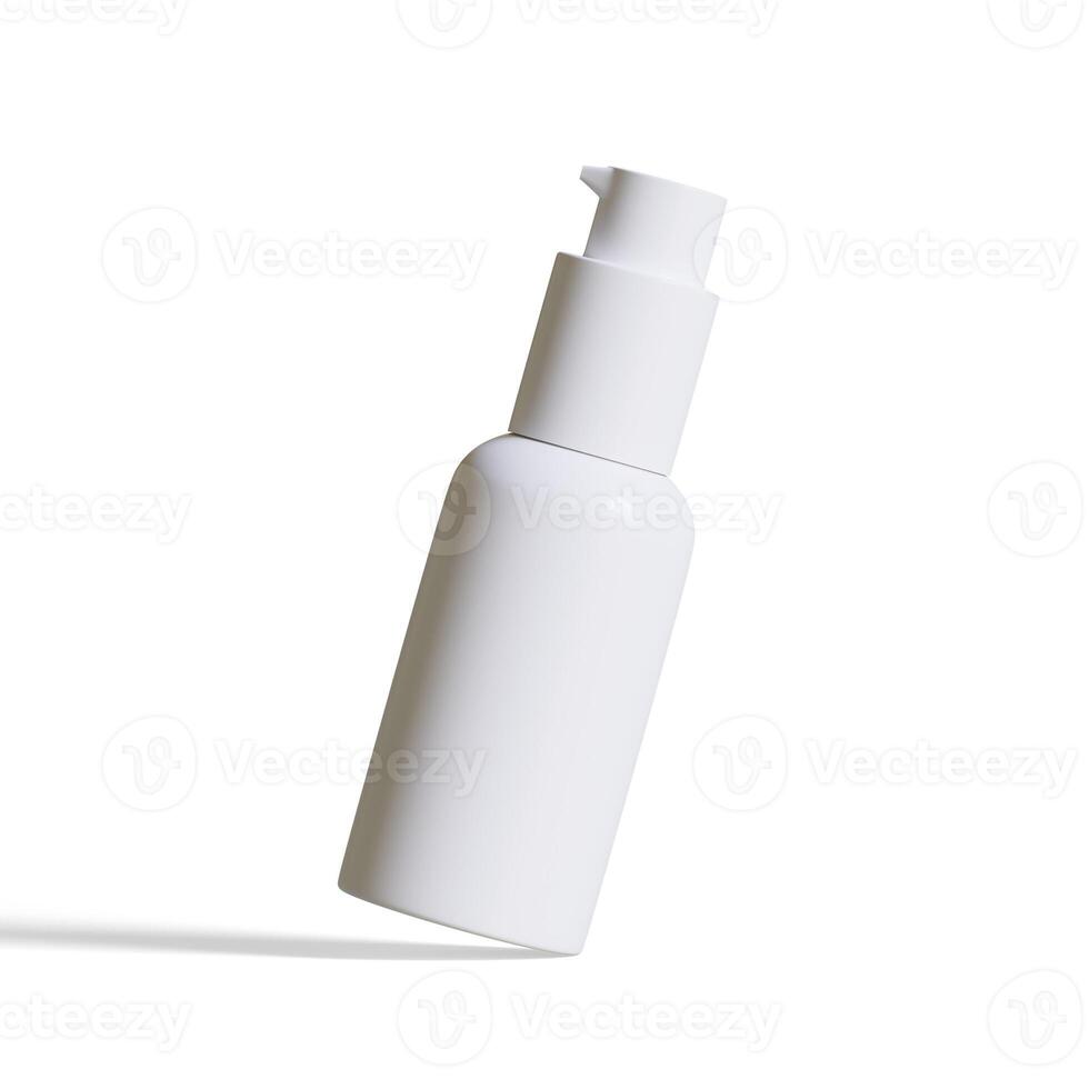 cosmetico bottiglia bianca colore e realistico struttura con pompa detersivo bottiglia 3d illustrazione foto