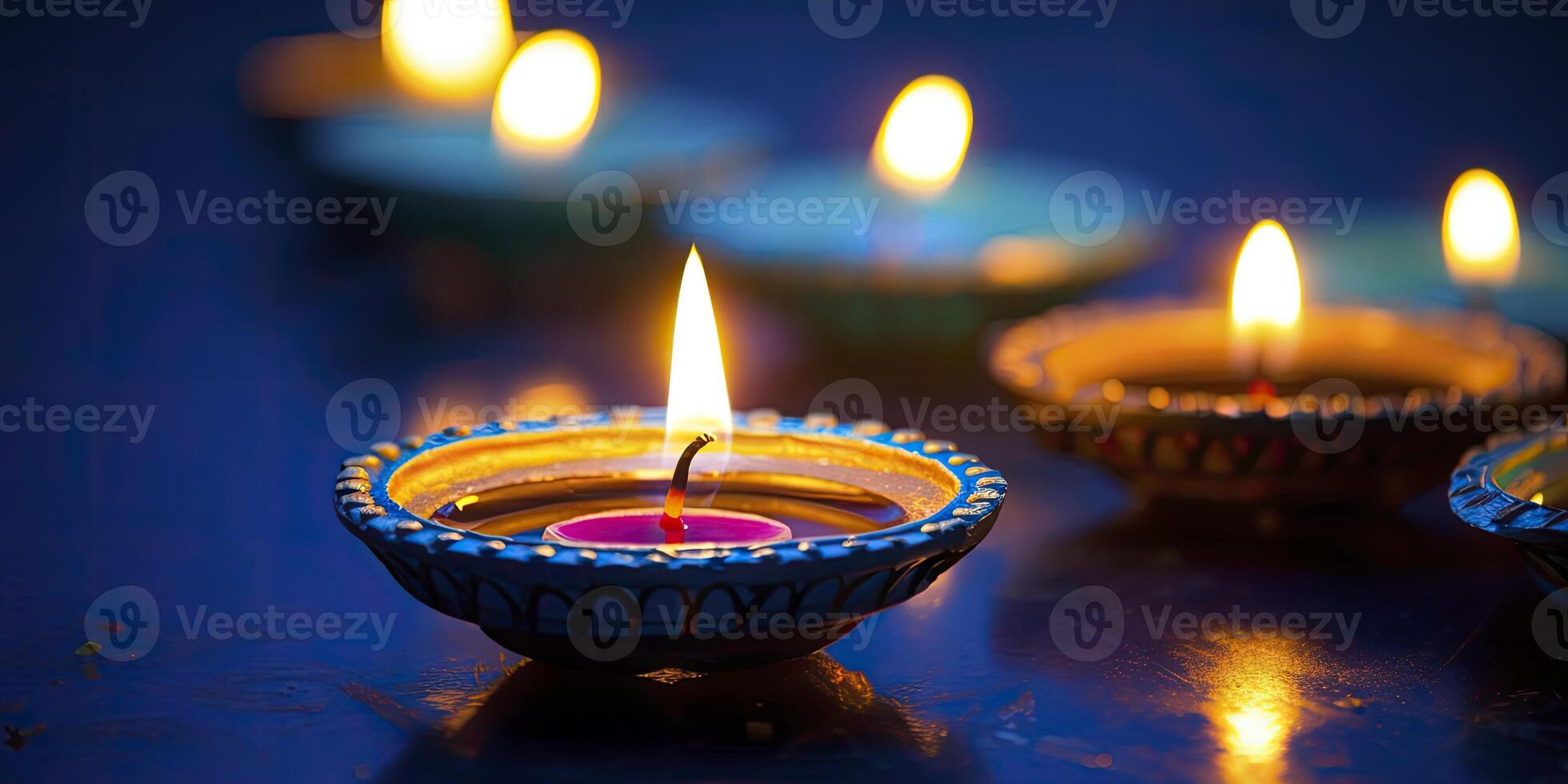 ai generato contento diwali. diya olio lampade erano illuminato durante il celebrazione. ai generato foto