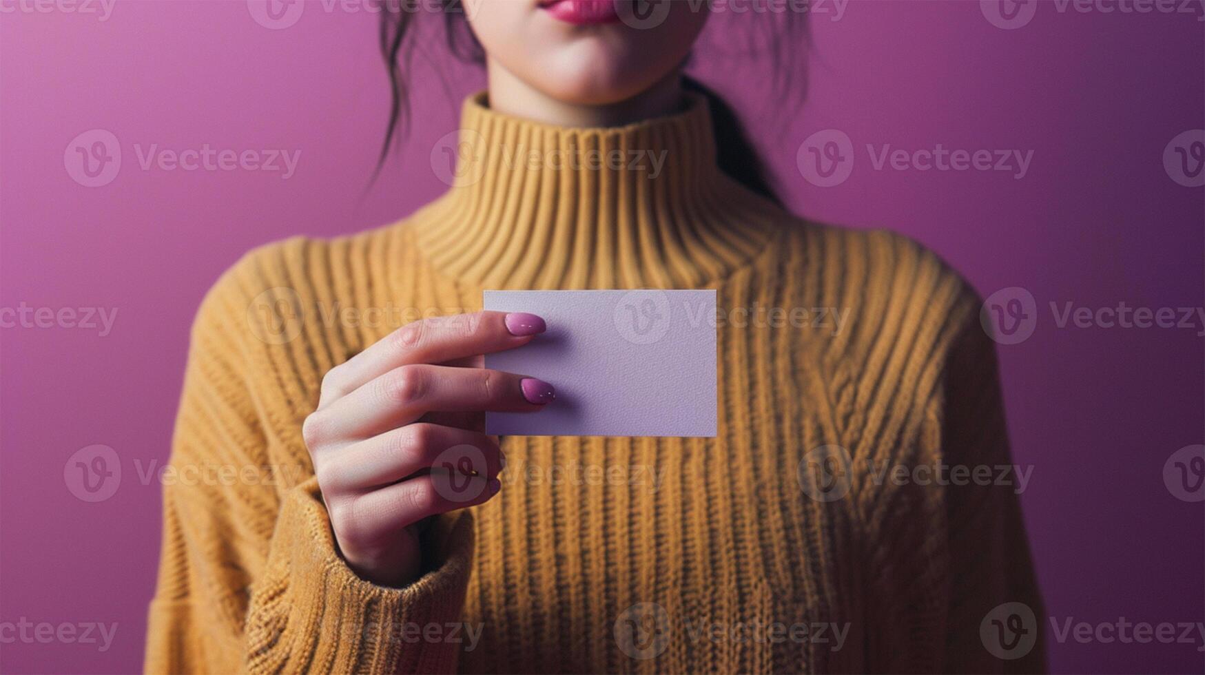 ai generato ritagliata tiro di donna d'affari Tenere vuoto attività commerciale carta foto