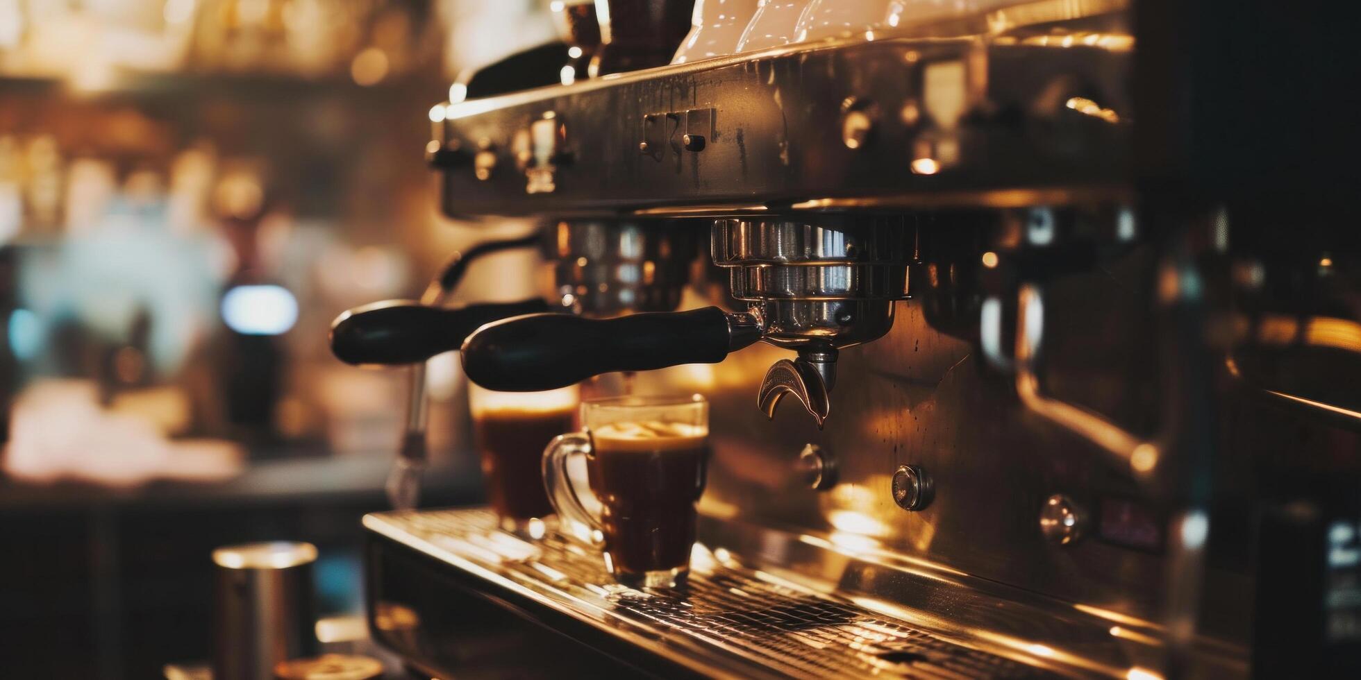 ai generato un' bar è utilizzando caffè macchine per rendere caffè foto