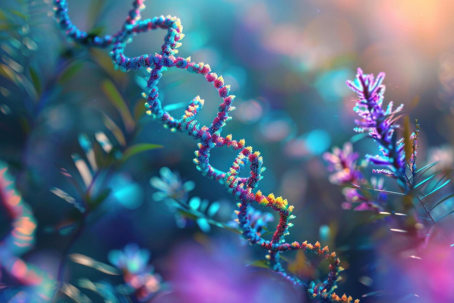 ai generato un' bellissimo Immagine di colorato dna foto