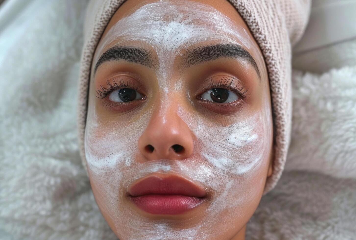 ai generato un' donna ottenere un' facciale massaggio nel un' bellezza salone foto