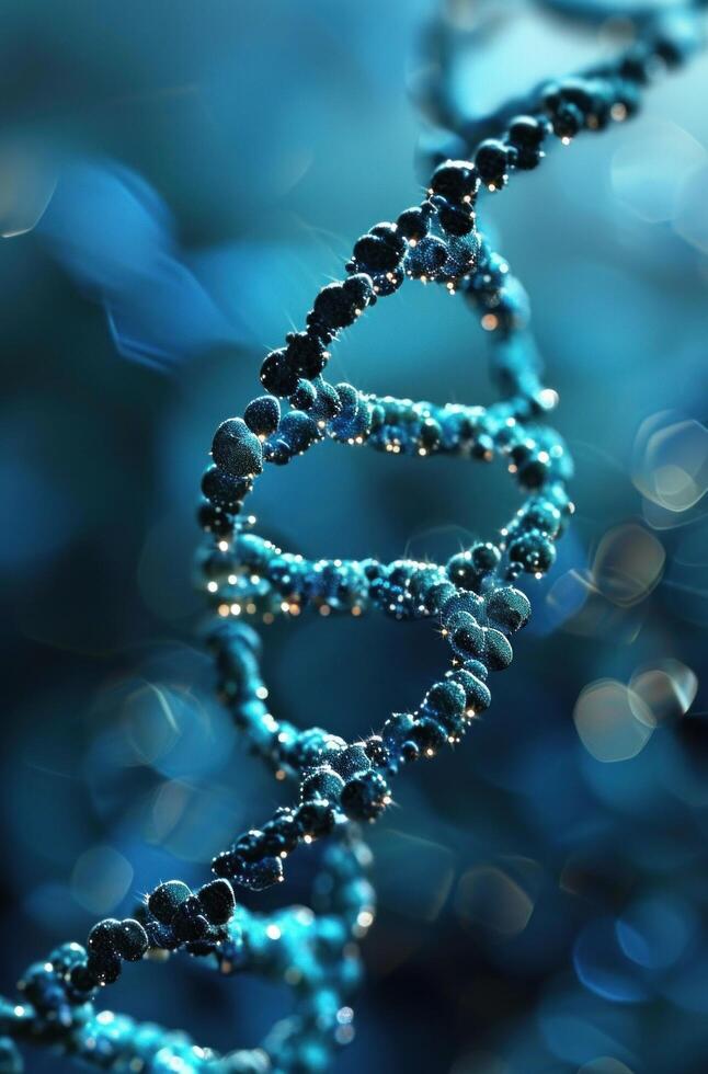 ai generato dna filo su blu sfondo foto