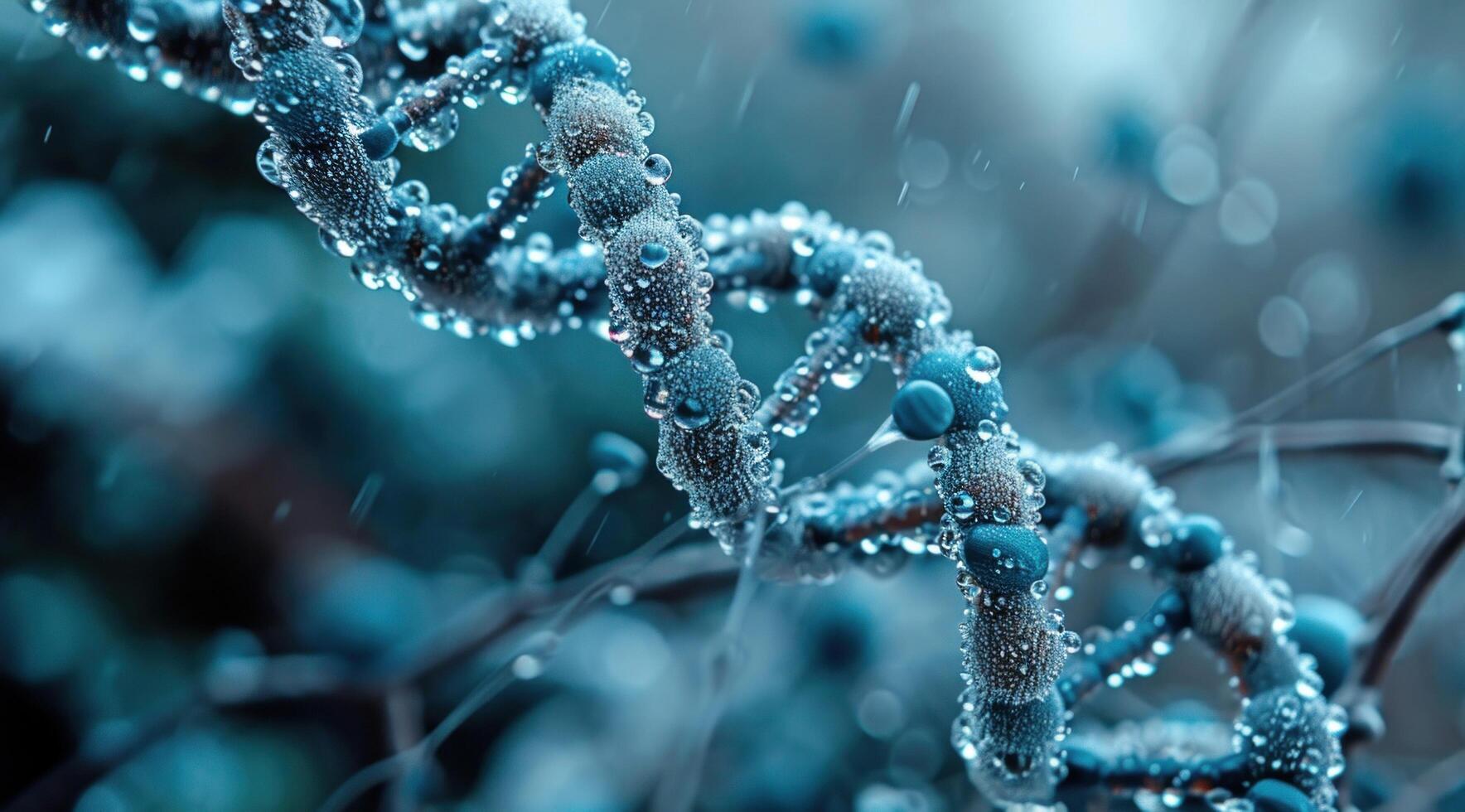 ai generato il dna molecola nel un' blu tono sfondo foto