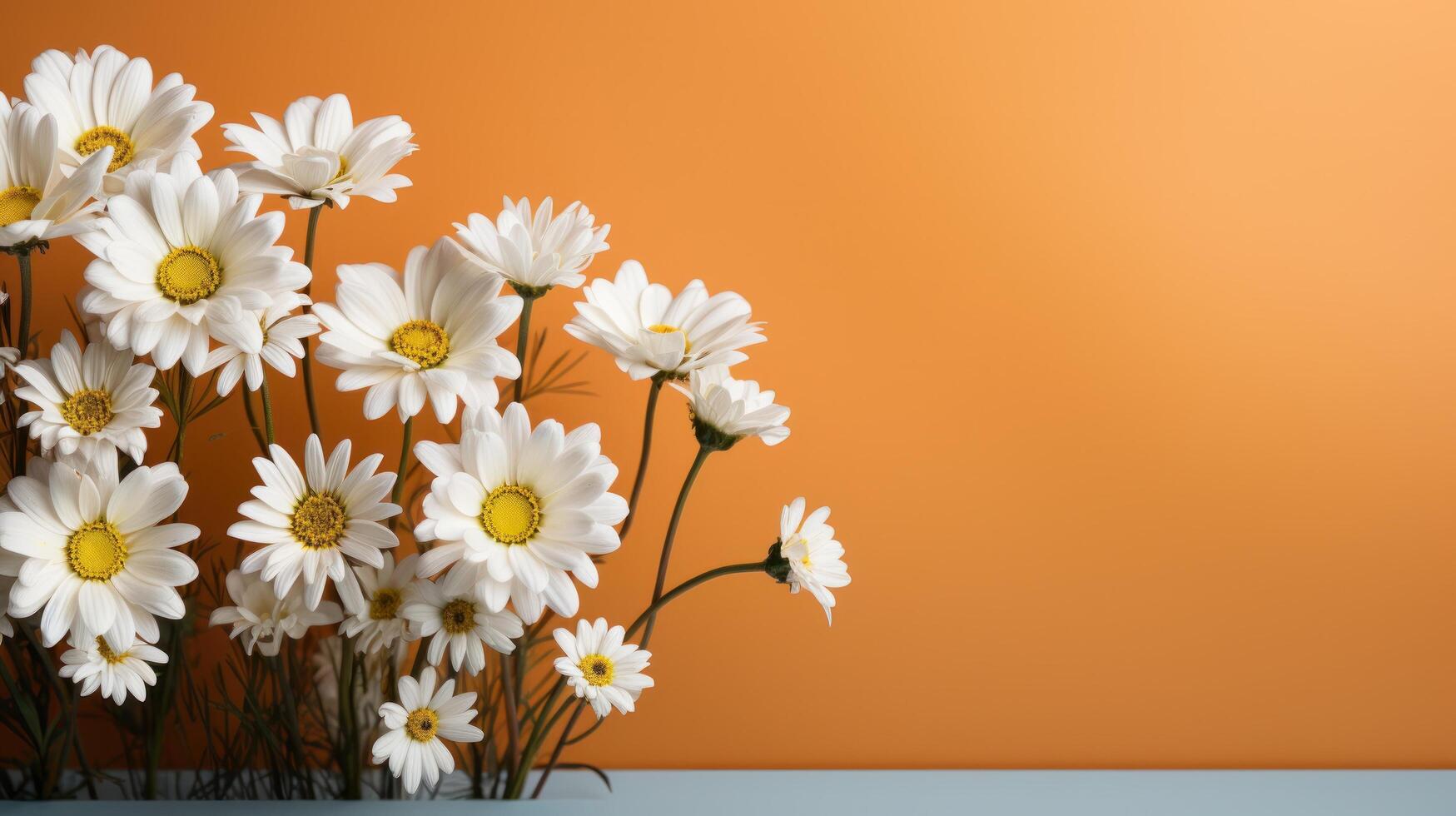 ai generato camomilla fiore su pastello sfondo con copia spazio foto