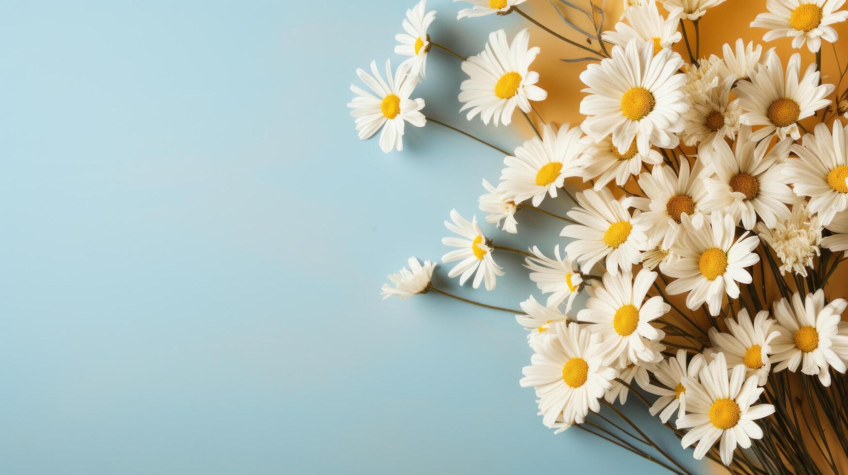 ai generato camomilla fiore su pastello sfondo con copia spazio foto