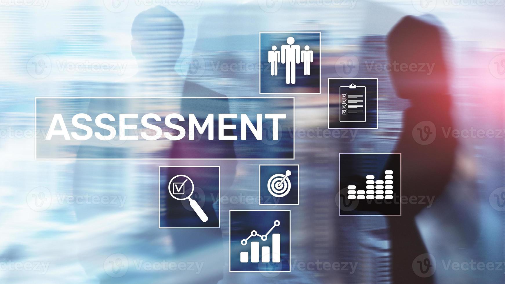 valutazione valutazione misura analisi analisi business e concetto tecnologico su sfondo sfocato. foto