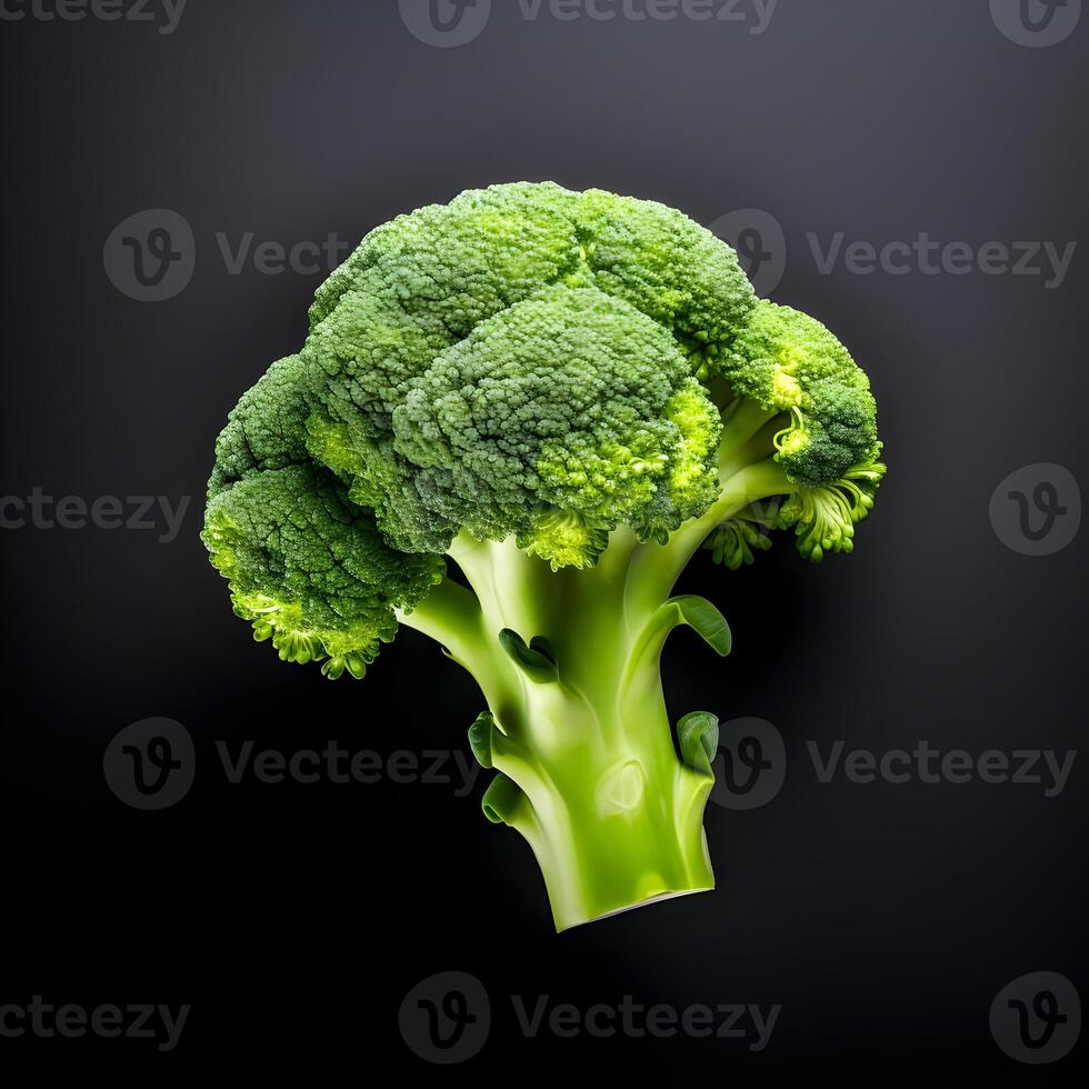 ai generato fresco broccoli isolato su un' buio sfondo. alto qualità. ai generativo foto