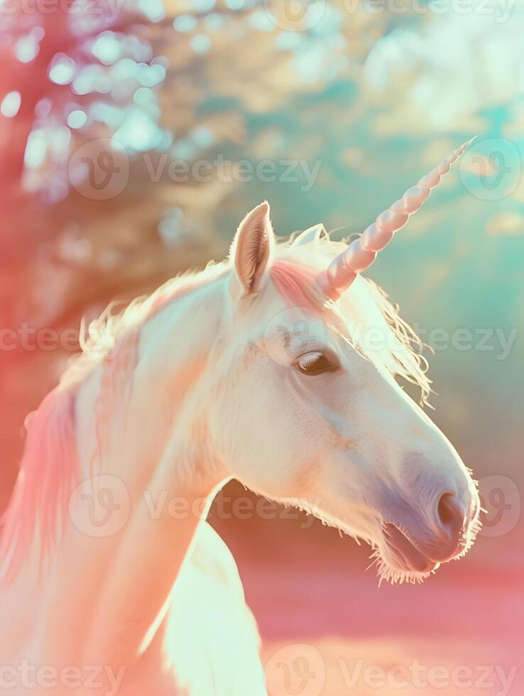 ai generato foto di un' unicorno con un' morbido estetico pastello tavolozza. alto qualità. ai generativo