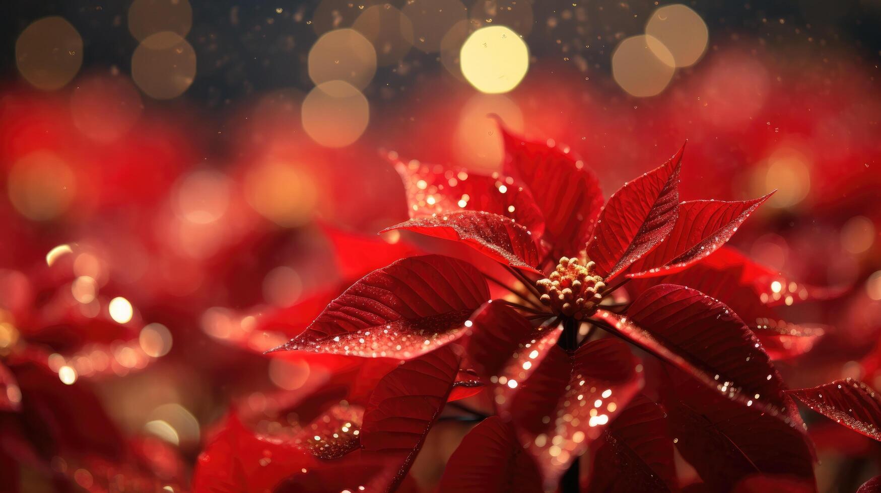 ai generato un' vicino su di bellissimo poinsettia fiori foto