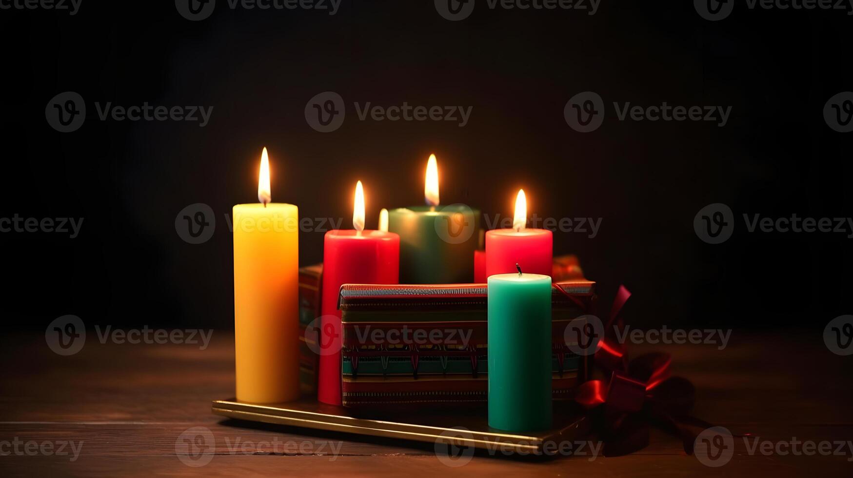 ai generato Kwanzaa vacanza concetto con tradizionale colorato candele, neurale Rete generato fotorealistico Immagine foto