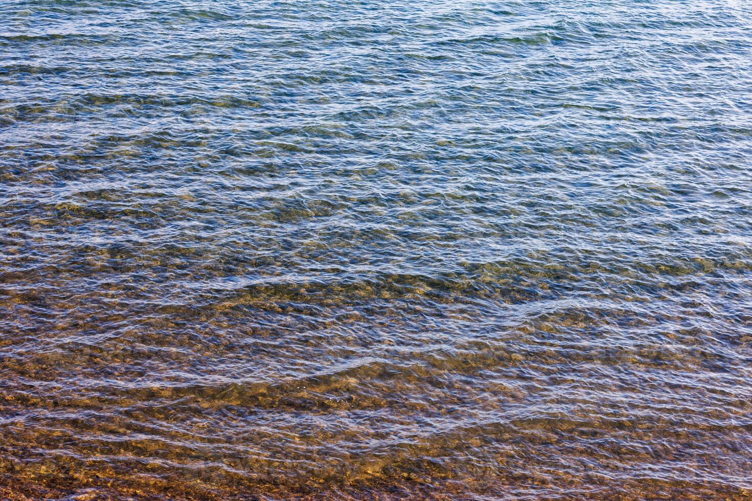 avvicinamento fotogramma intero sfondo di trasparente montagna lago acqua superficie con mite increspature foto