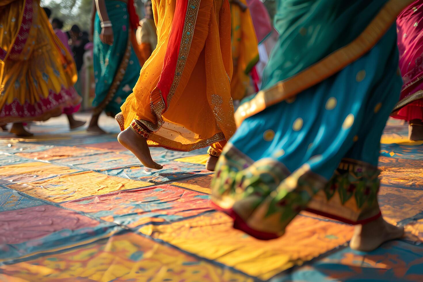 ai generato gioioso tonalità immersa nel il ricco tavolozza di indiano festa foto