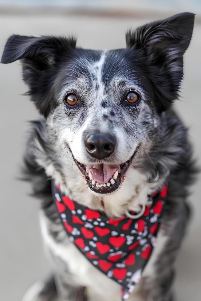 ai generato cucciolo amore canino affetto nel San Valentino cuori foto