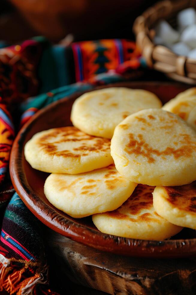 ai generato Mais pancake diletto tradizionale colombiano arepas de choclo foto