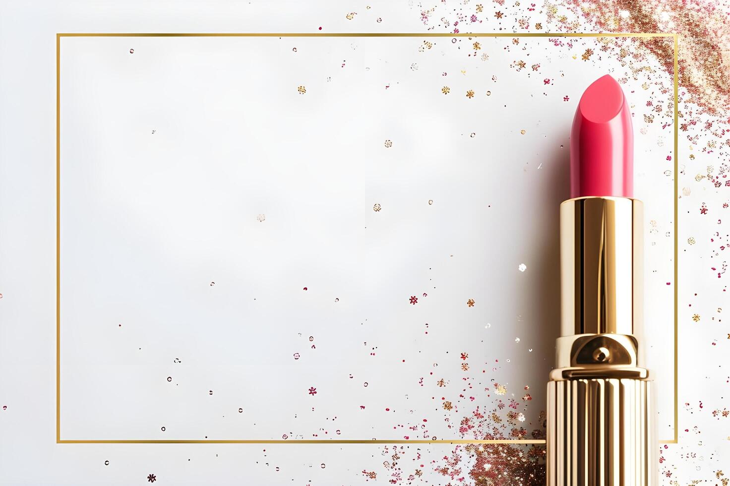 ai generato radiante eleganza rosa e oro trucco glam con un' sparklecore torcere foto