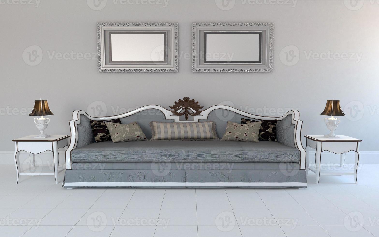 Mockup realistico 3d dell'interno del soggiorno foto