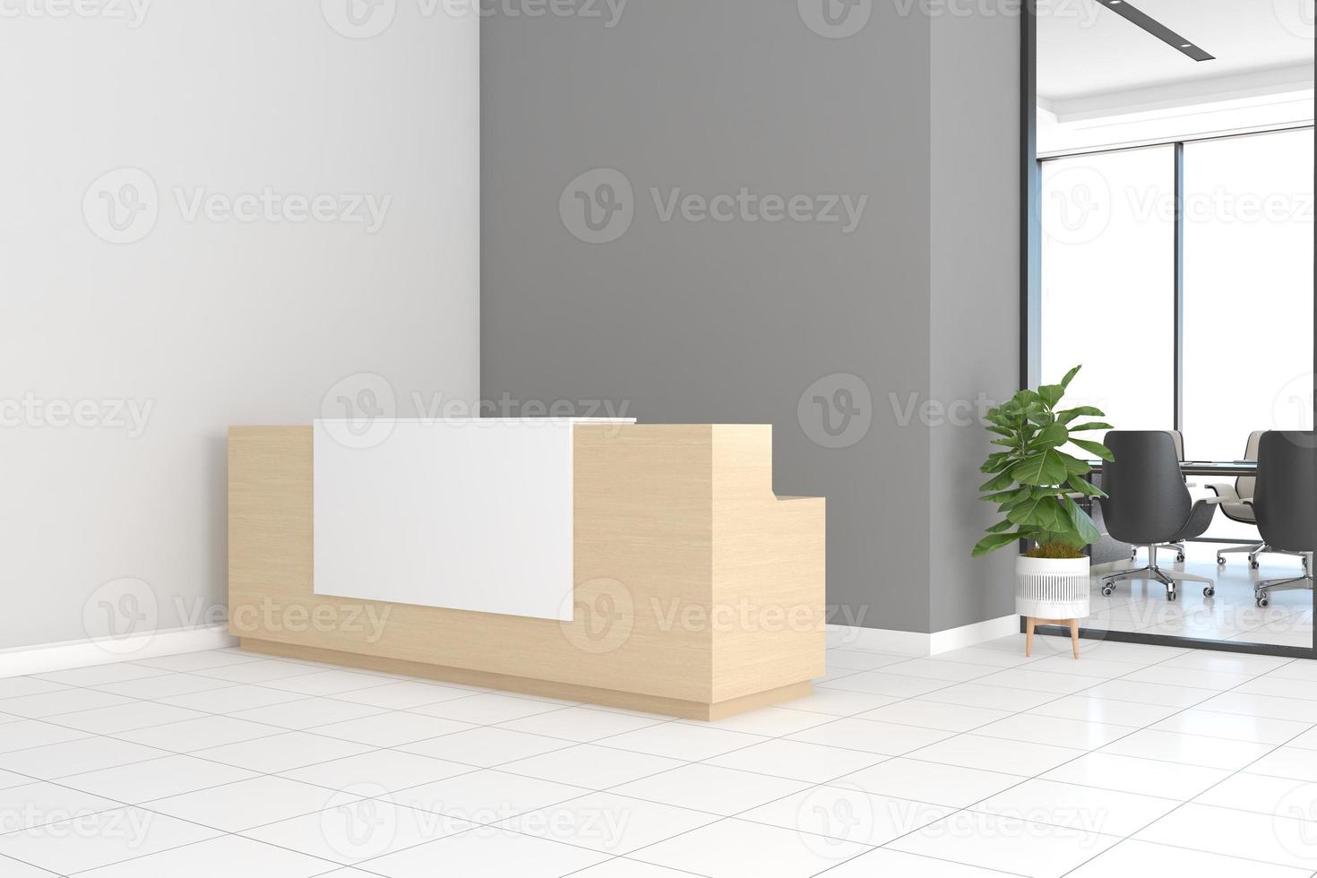 ufficio reception mockup vista frontale interior design foto