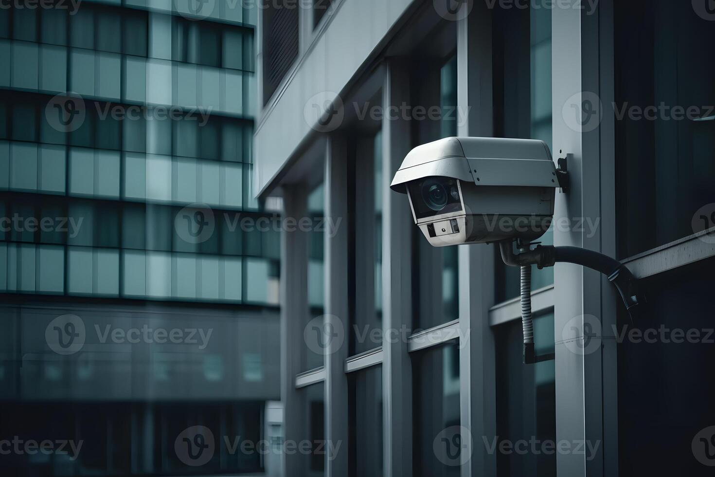 ai generato avvicinamento di un' cctv telecamera. costantemente puntamento persone o sociale sicurezza concetto foto