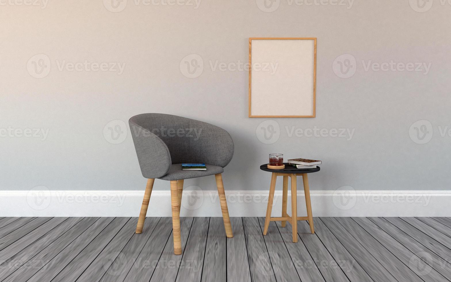 Mockup realistico 3d dell'interno del soggiorno foto