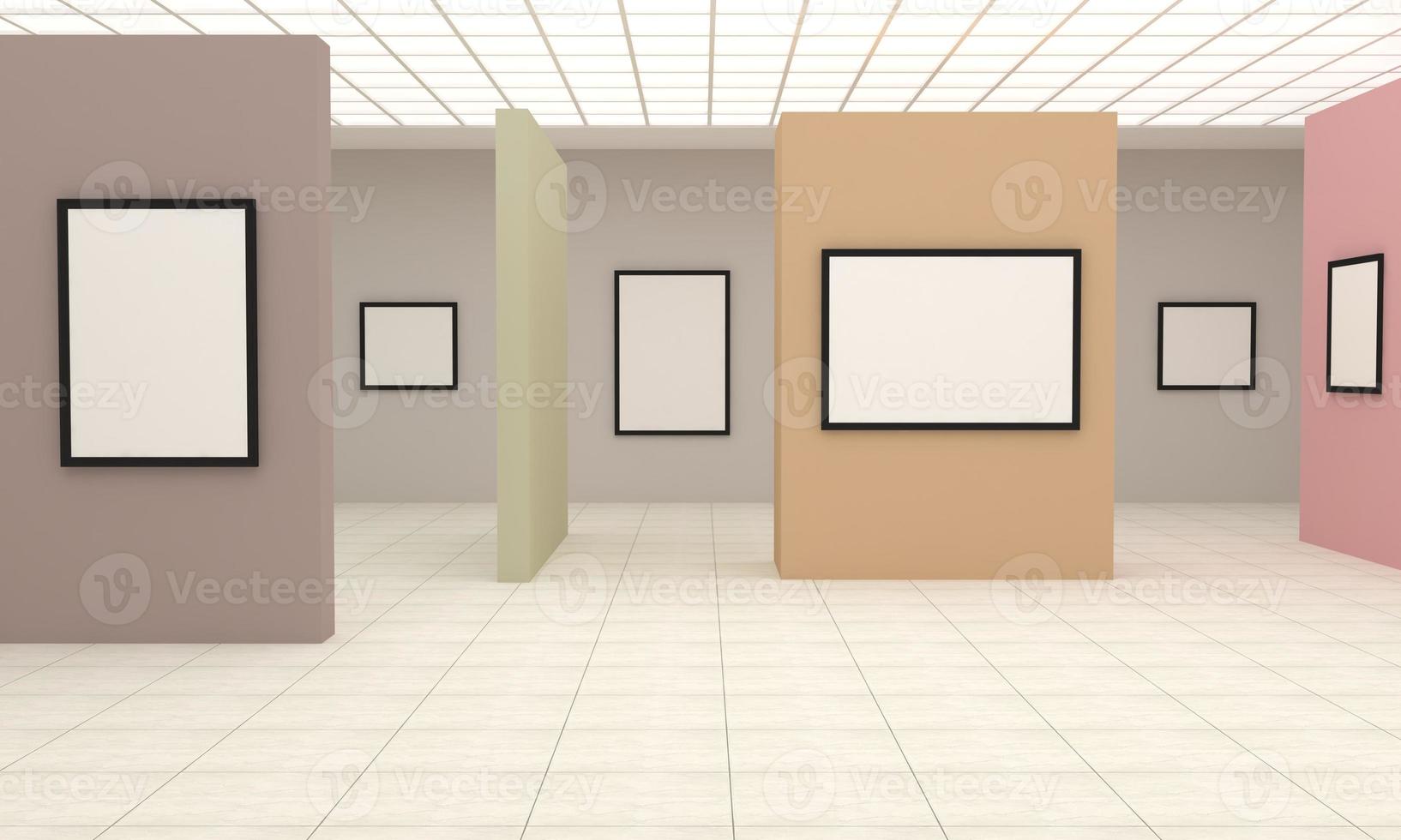 galleria d'arte cornici mockup illustrazione 3d e rendering 3d foto