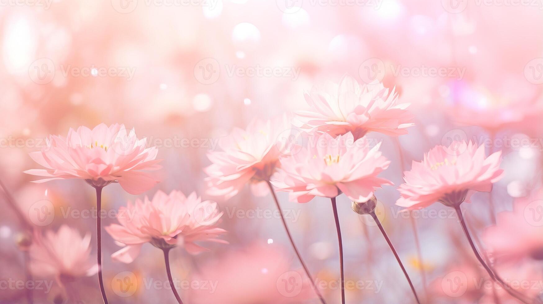 ai generato delicato rosa fiori bagnata nel morbido luce del sole emanando senso di naturale bellezza e serenità foto