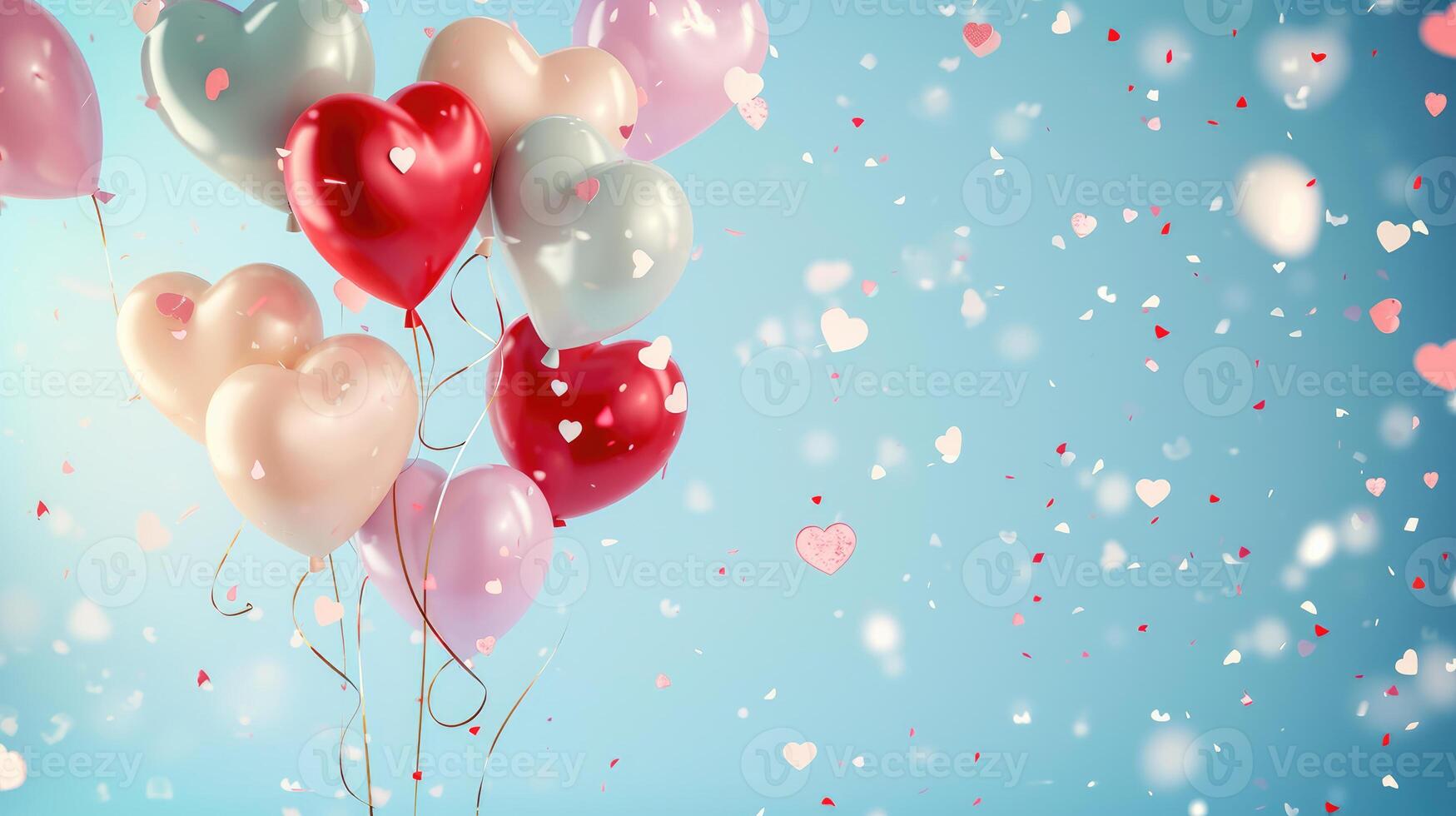 ai generato cuore palloncini e coriandoli celebrazione foto