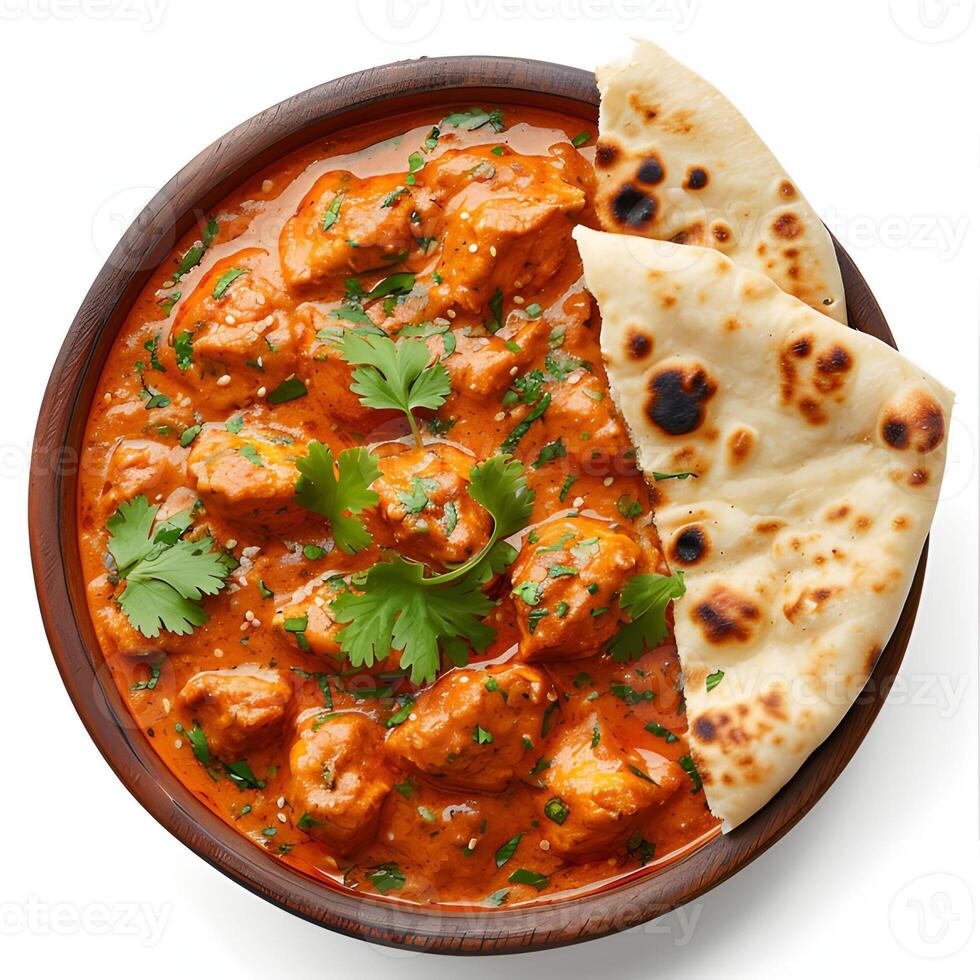 ai generato pollo tikka masala - saporito indiano diletto isolato su bianca sfondo foto