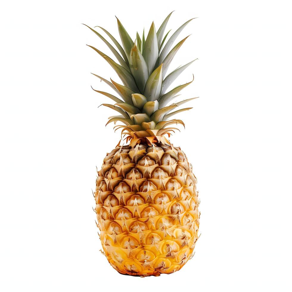 ai generato fresco ananas - succoso tropicale frutta isolato su bianca sfondo foto