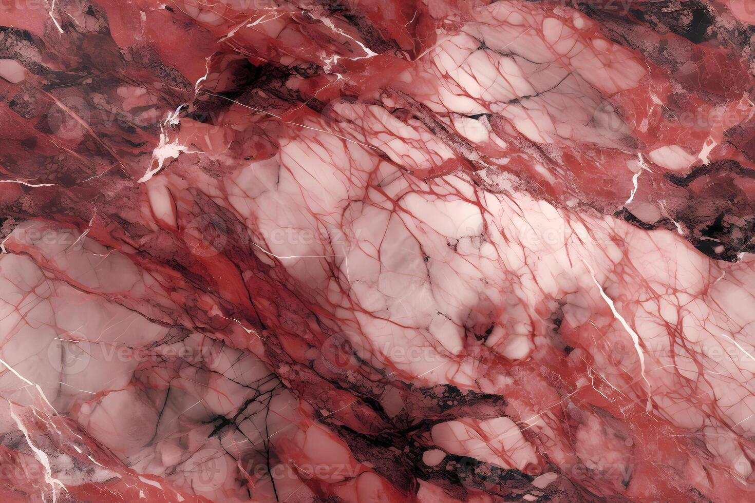 ai generato senza soluzione di continuità rosso marmo struttura con nero e bianca vene, neurale Rete generato Immagine foto