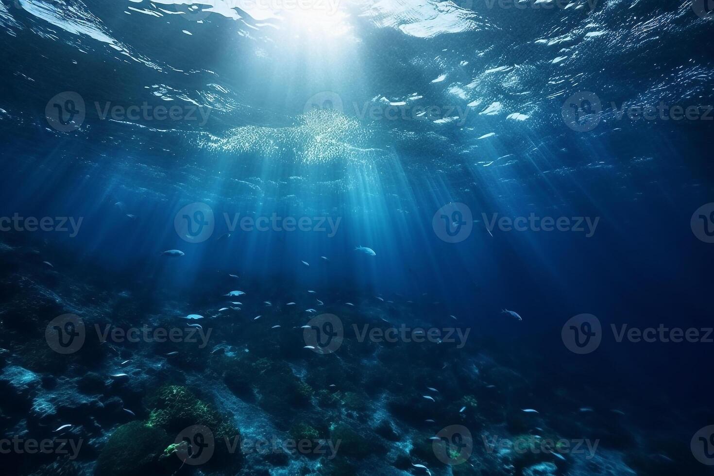 in profondità mare nel il oceano.generativo ai. foto