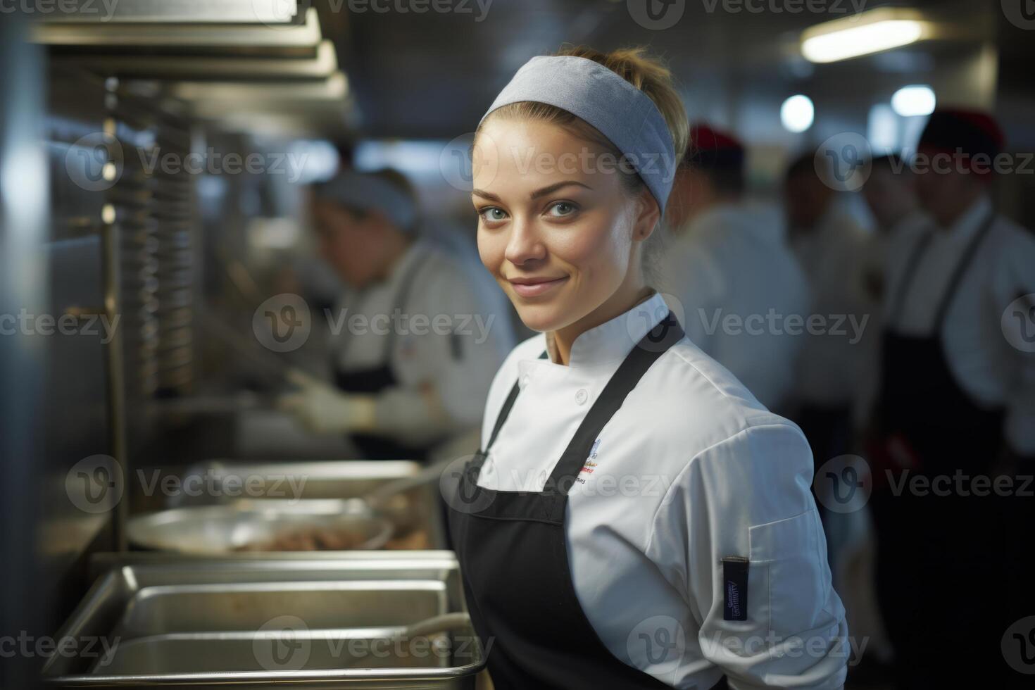 ai generato maestro capocuoco cucinare donna mani precisamente cucinando condimento preparazione gustoso fresco delizioso acquolina in bocca buongustaio piatto cibo su piatto per i clienti 5 stelle Michelin ristorante cucina dettagliato foto