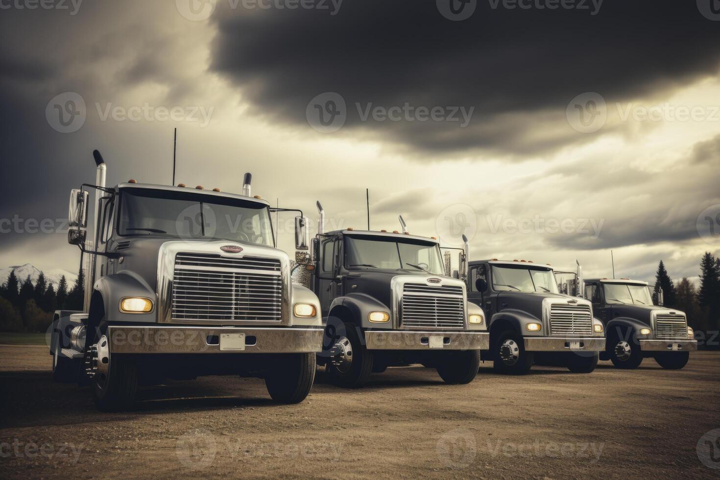 ai generato logistica centro carico camion mezzi di trasporto spedizione camion consegna nolo semi-camion strada vettore magazzino Conservazione veicolo caricare spedizione consegna contenitore furgone veloce trasporto foto