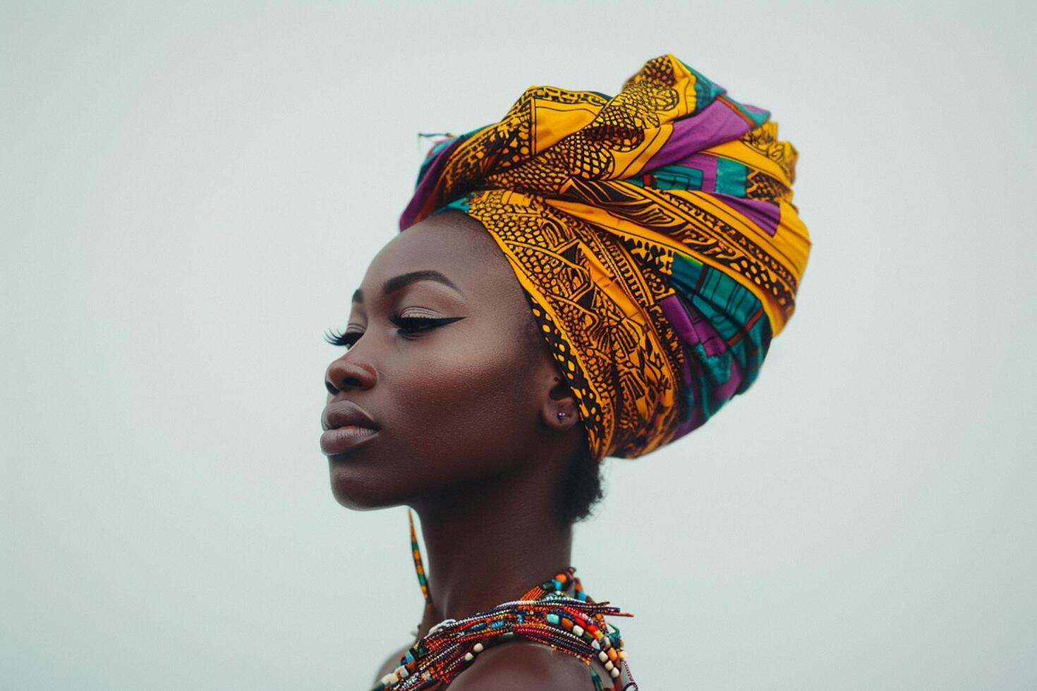 ai generato bellissimo africano femmina modello indossare tradizionale vestito con generativo ai foto