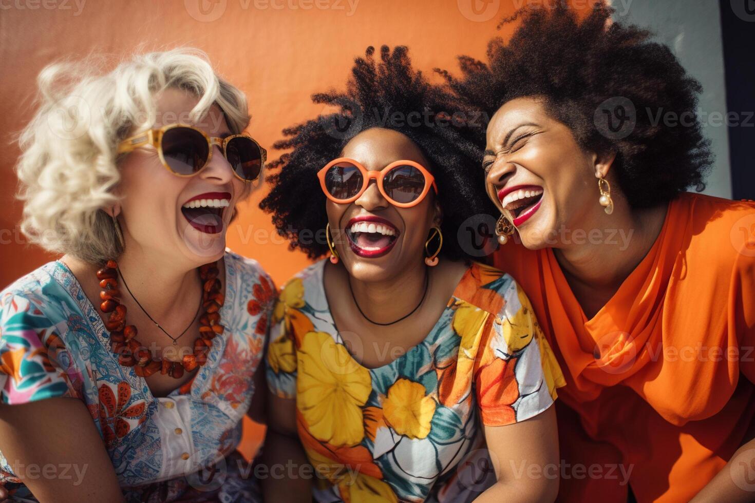 ai generato africano e americano donne sorridente insieme diversità concetto con generativo ai foto