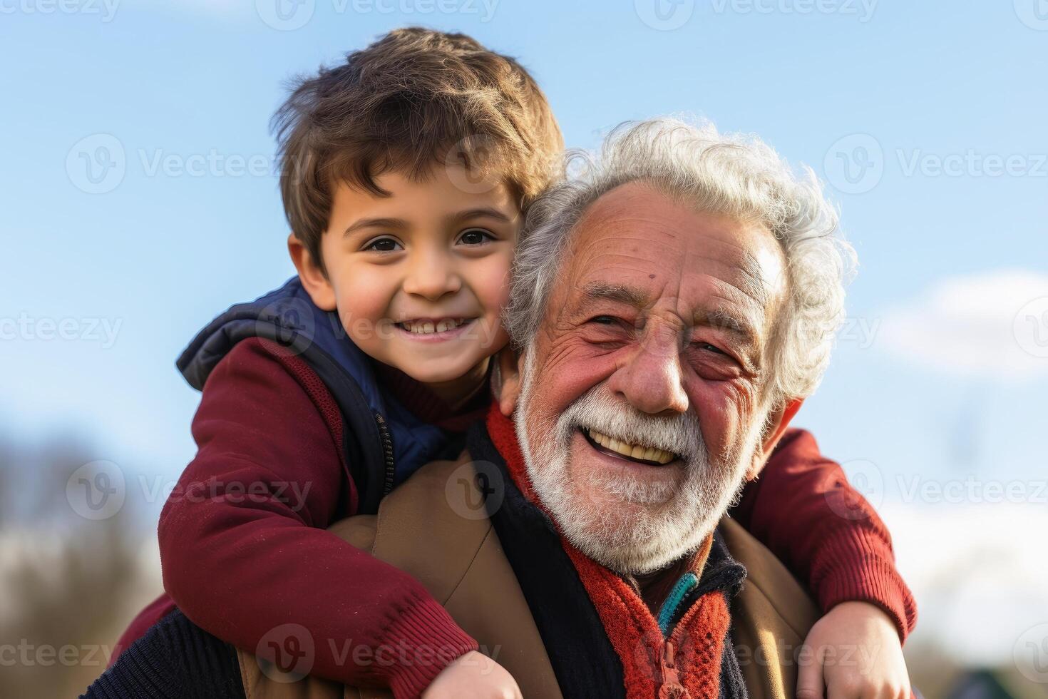 ai generato un' nonno e il suo nipote insieme. ai generato foto