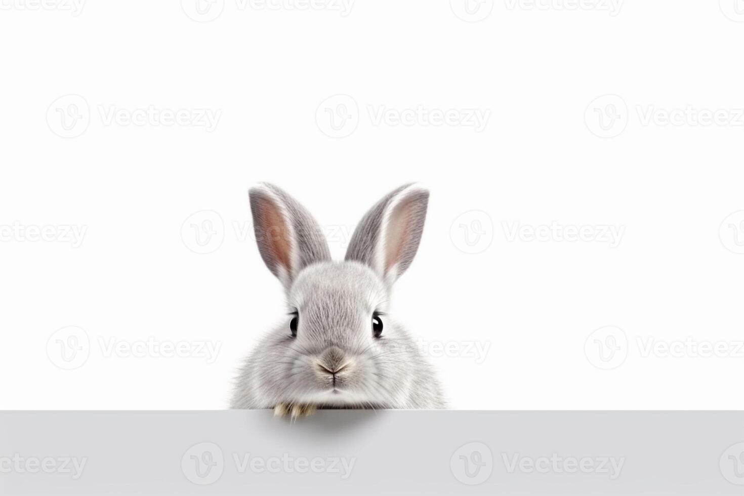 ai generato carino coniglio animale realisticamente. bianca sfondo foto