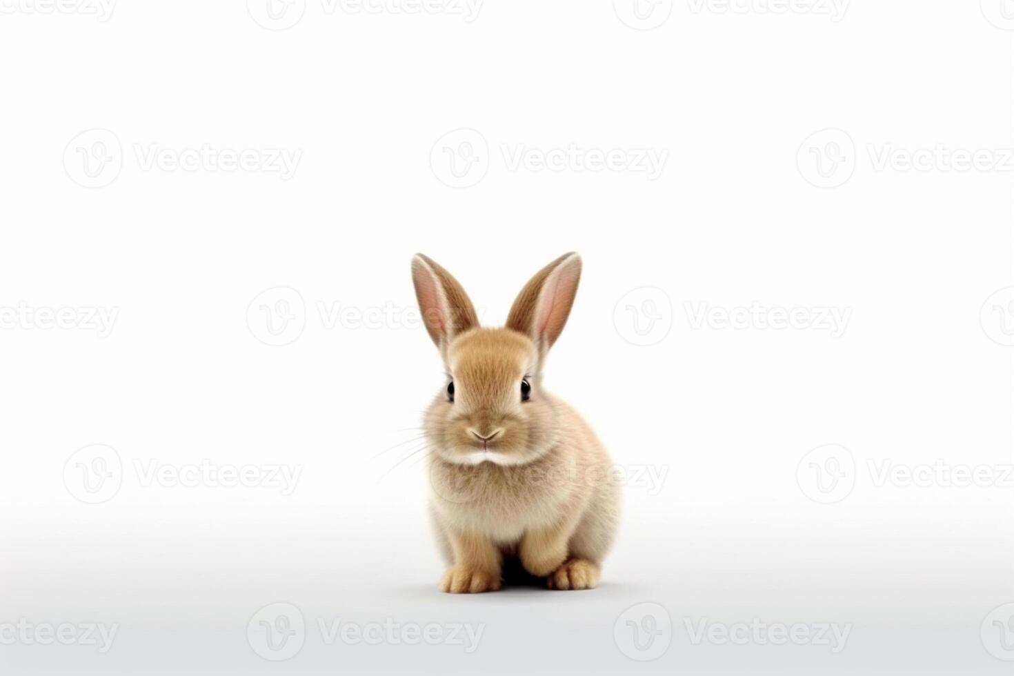 ai generato carino coniglio animale realisticamente. bianca sfondo foto