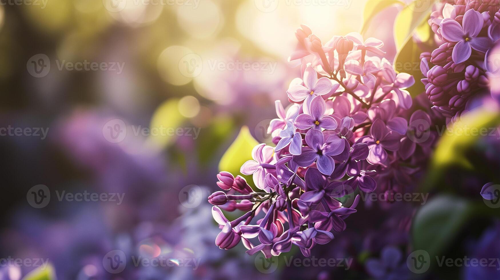 ai generato bellissimo primavera fiori lilla nel il luce del sole con copia spazio. foto